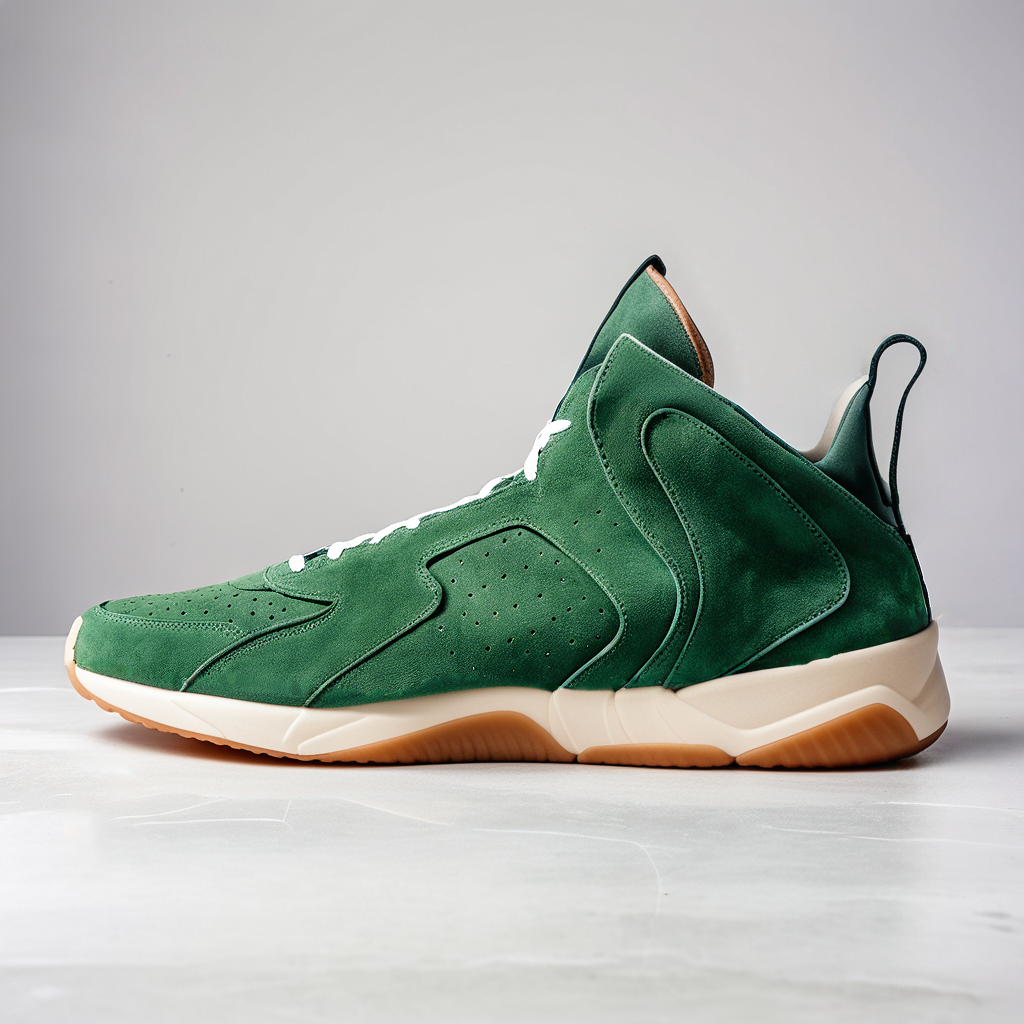 AI generated green suede sneaker