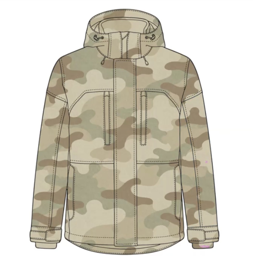 The jacket filled with a camo print