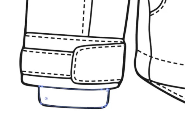 Traced jacket cuff in Illustrator with the rib panel left empty and selected