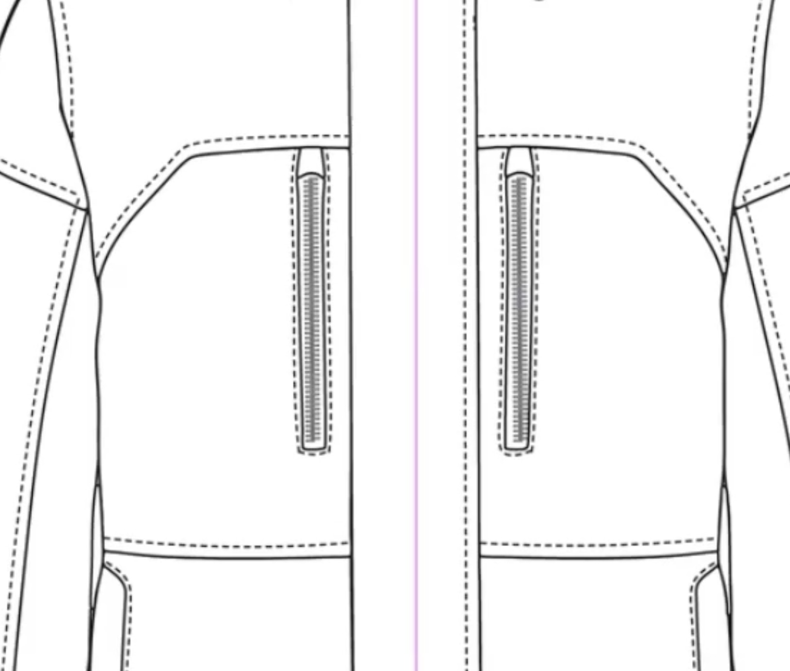 Both chest zips added to the jacket with a zip brush